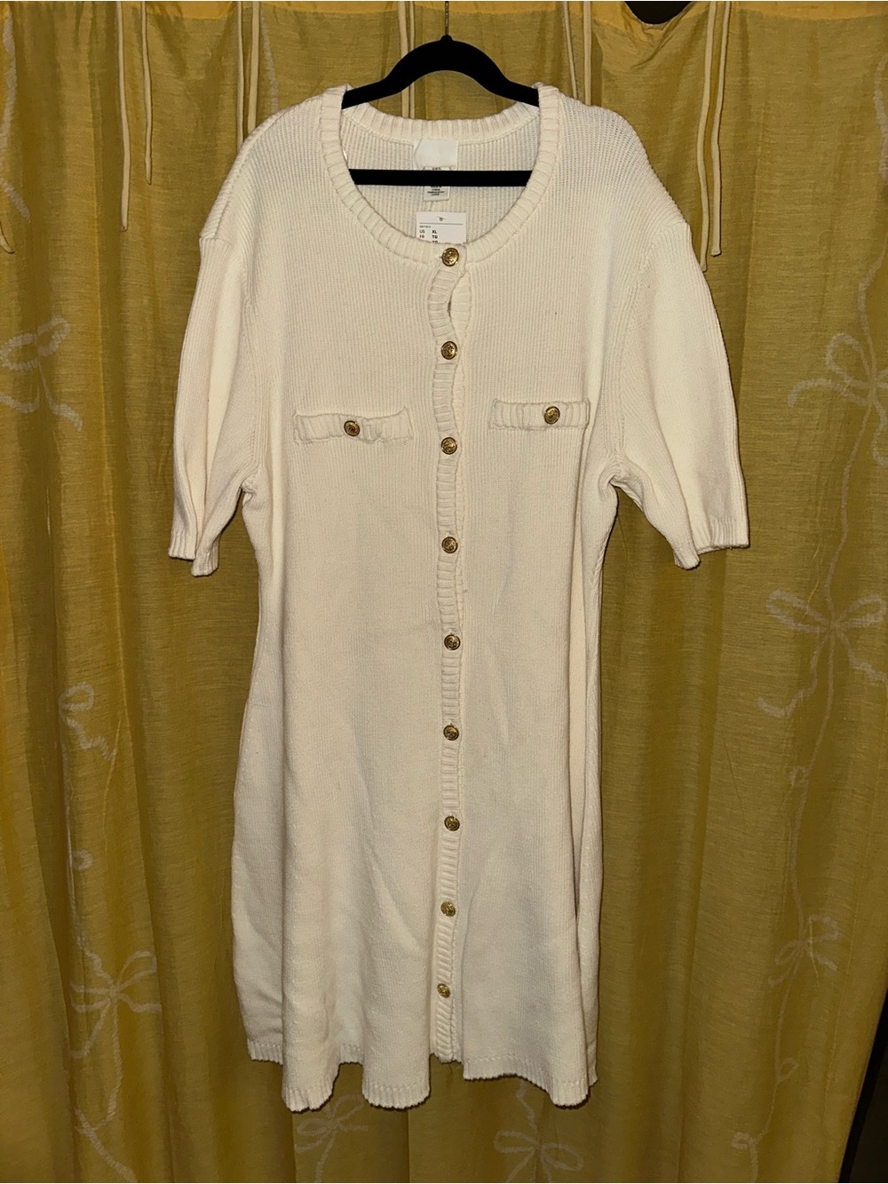 H&M Cream Button-Down Knit Mini Dress